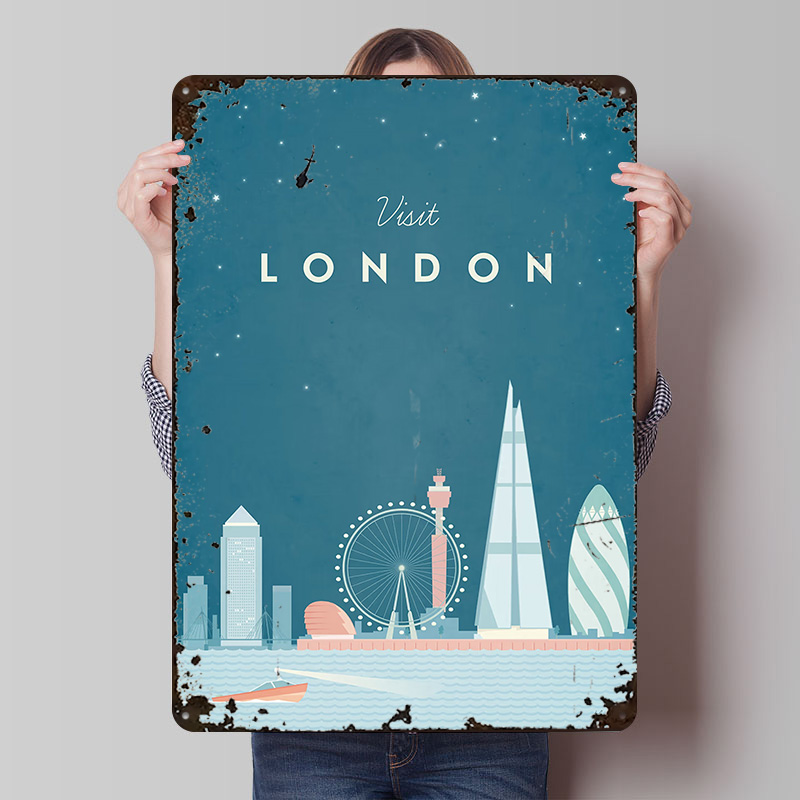 Men'S Accessories London - لوحة معدنية لندن مخصصة، فن جداري