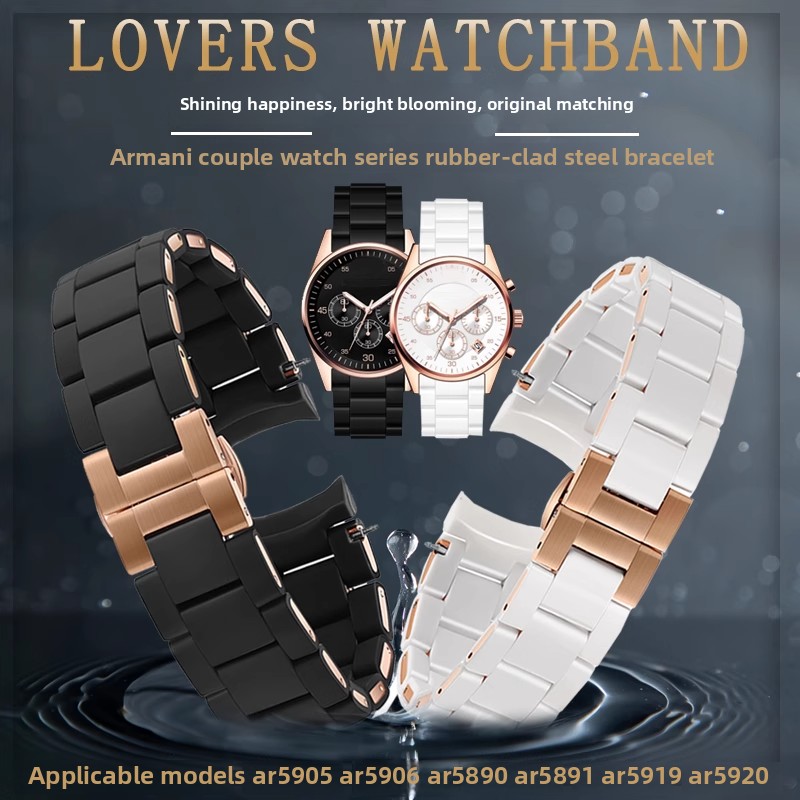 Men'S Accessories Armani - المطاط يرتدون الصلب حزام الساعات ل