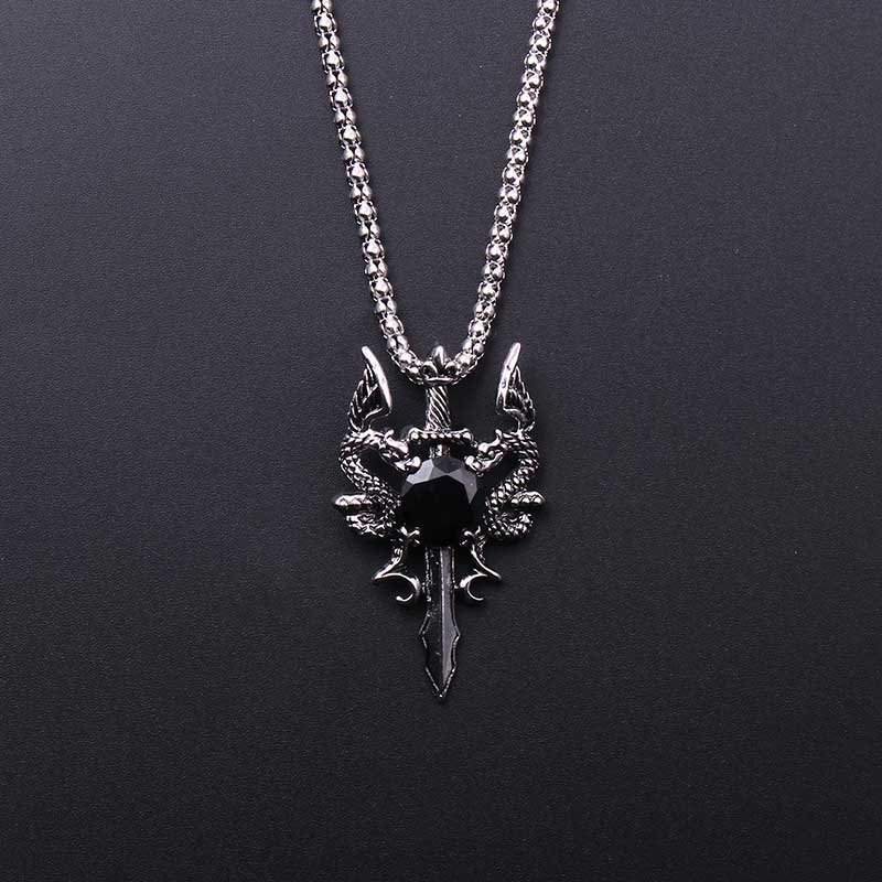 Men Accessories Jewelry - قلادة صليب بحجر أسود على شكل