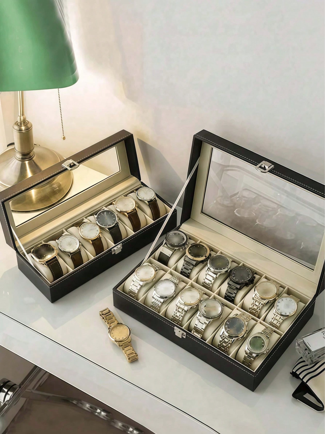 صندوق ساعات جلدي مع قفل، علبة  - مراجعة Men'S Accessories Rack وسعره
