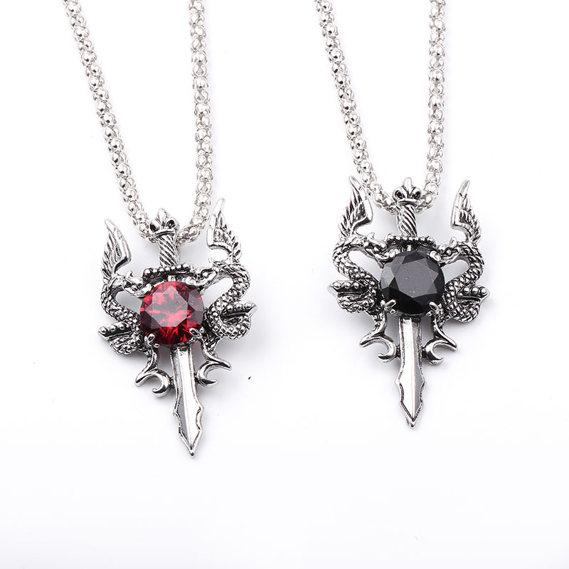 قلادة صليب بحجر أسود على شكل ت - مراجعة Men Accessories Jewelry وسعره