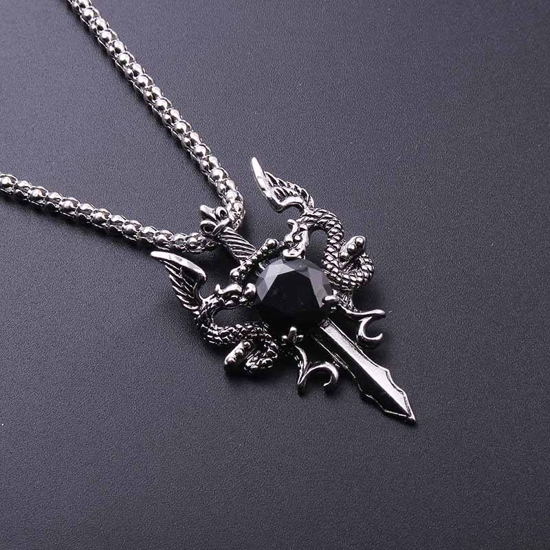 قلادة صليب بحجر أسود على شكل ت - مراجعة Men Accessories Jewelry وسعره
